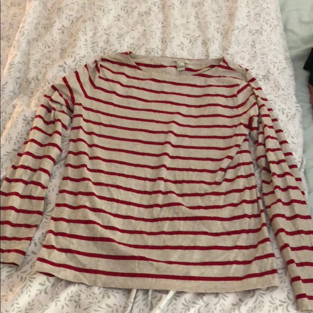 Red and cream striped blouse
